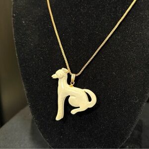 Carved Ivory Dog Pendant with Chain